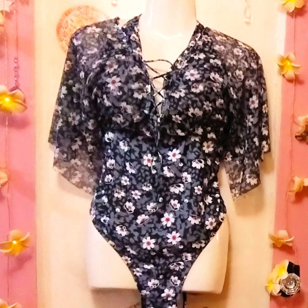 Sheer Overlay (4XL) One Piece Halter Style Suit